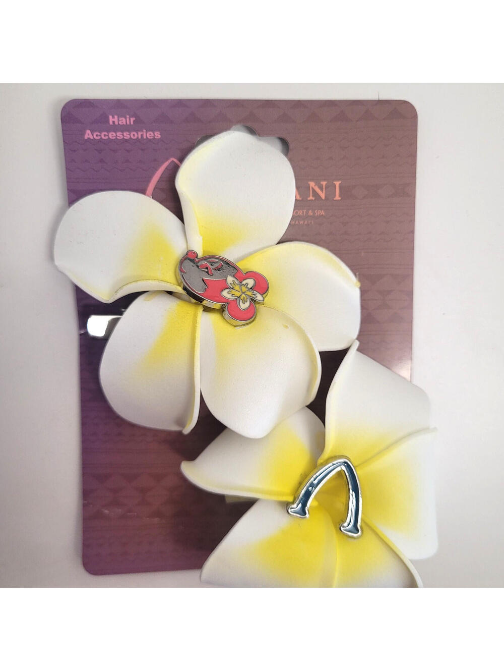Disney Aulani Minnie Mouse Plumeria Hair Clip Barrette Set Hawaii Resort - NEW